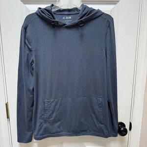 01 Algo Performance Hoodie Mens S Blue Long Sleeve Pullover Pockets UV SPF 40